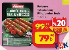 POLONEZ TÜTSÜLENMİŞ PİLİÇ JUMBO SOSİS 320 G fiyat ve kampanya bilgisi